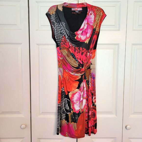 Desigual Azucena Floral Draped Cap Sleeve Ruched Dress - Picture 2 of 8